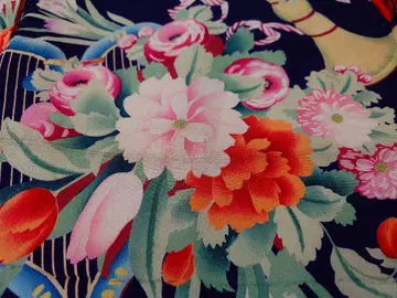 순수 실크 크레이프 원단 어린이 기모노