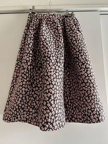 당일 발송 미니 꽃무늬 꽃무늬 자카드 롱 스커트