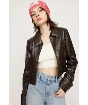 SLY 페이크 가죽 지퍼 자켓