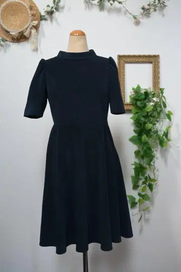 가을! Redyazel 다크 네이비 반팔 A라인 원피스