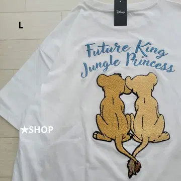 디즈니 라이온킹 심바 나라 사가라 자수 반팔 티셔츠 L