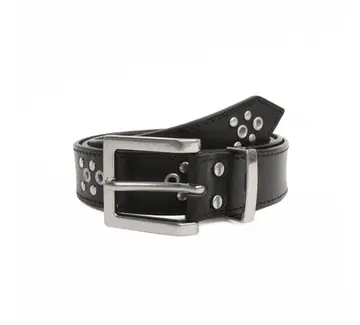 DOFFJASON 스터드 가죽 벨트 블랙 벨트