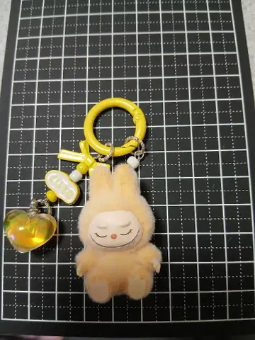 LABUBU 봉제 인형 키링 옅은 오렌지