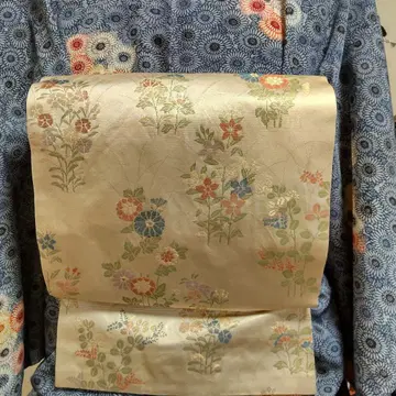 순수 실크 금실 가을 풀꽃 직조 나고야 오비 (469)