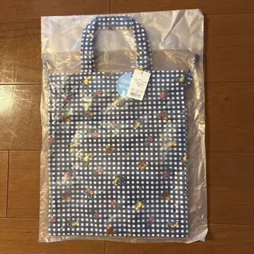 학교 페이 손잡이 복조리 네이비 깅엄 체크 미사용 새상품