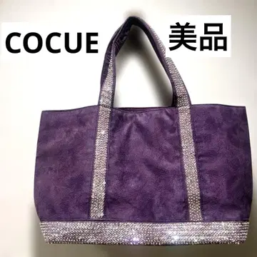 [ 새상품급 ] COCUE 코큐 스팽글 스웨이드 느낌 토트백 퍼플