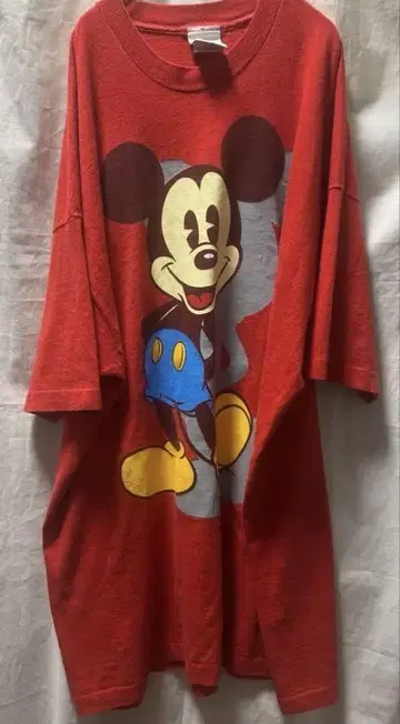 미키 mickey&co 파랑 빵 올드 미키 빨간색 t셔츠 싱글