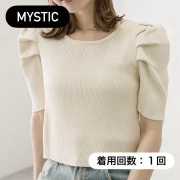 mystic 파워숄더 숏 니트