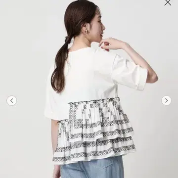 유나이티드 애로우즈 자수 플리츠 콤비 T셔츠