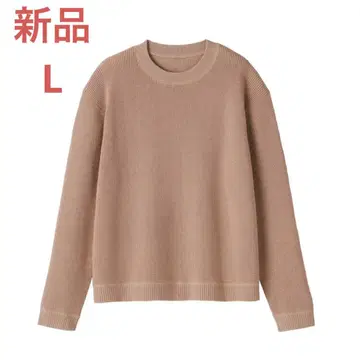 MUJI 워셔블 와플 니트 크루넥 스웨터 여성 L 핑크