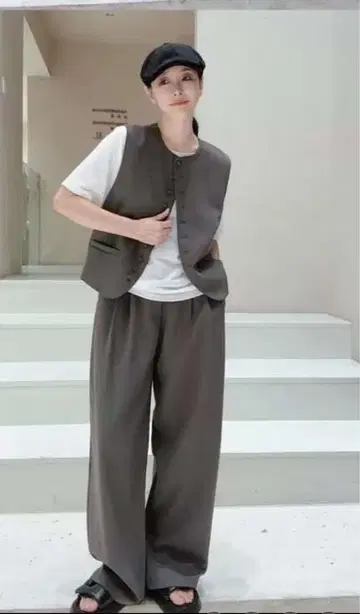 여성용 그레이 캐주얼 슬랙스