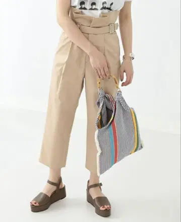 [ Ray Beams ] 벨티드 테이퍼드 팬츠 베이지 0사이즈