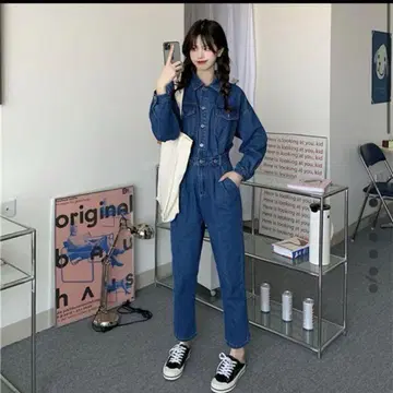 데님 점프수트 M 사이즈