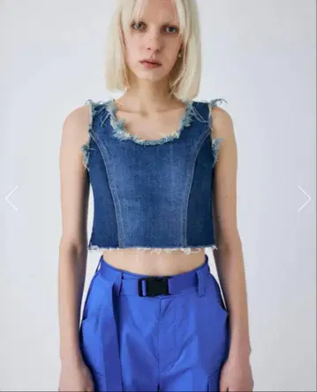 MOUSSY 패널 데님 슬리브리스 상의
