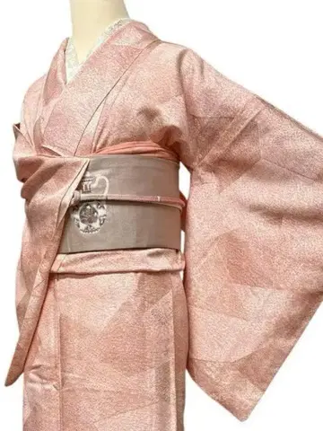 A57 새상품급 고급 여름 기모노 코몬 순수 실크 꽃 문양 핑크