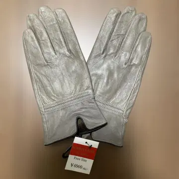 실버 가죽 장갑 프리 사이즈