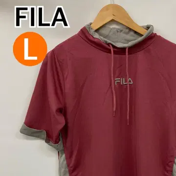 FILA 상의 후드티 셔츠 반팔 끈 포함 L [ CT1668 ]