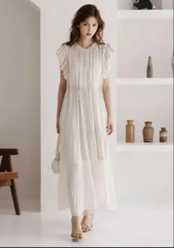 플리츠 티어드 프릴 원피스 코코딜