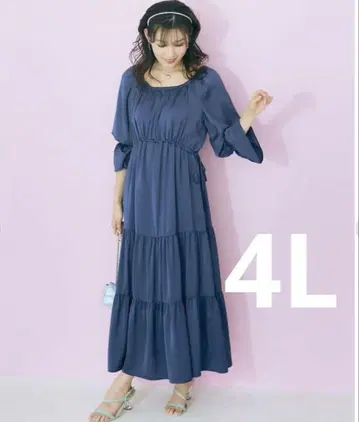 4L 사이드 드로스트 개더 티어드 원피스 빅 사이즈 marun