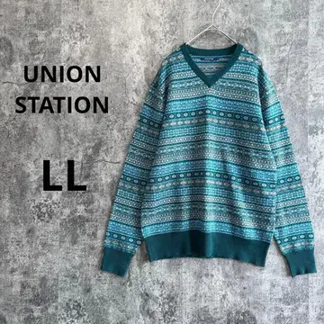 a3749 [ 유니온 스테이션 ] 긴팔 V넥 니트 올 패턴 LL