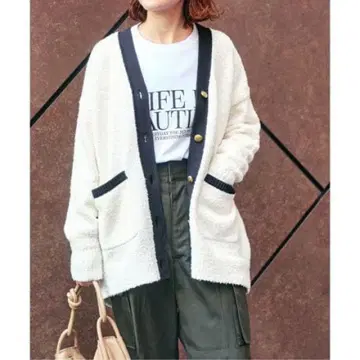 Spick & Span 팬시얀 바이컬러 가디건