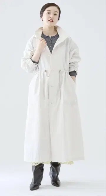 IENA LA BOUCLE 코튼 나일론 태슬 오버코트 내추럴