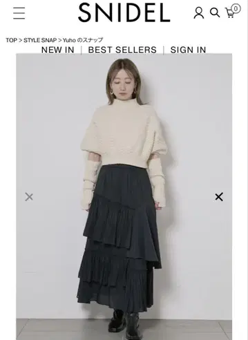 SNIDEL 크롭 하이넥 암워머 풀오버