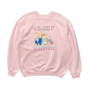 구제 의류 USA제 90S 다사카와 트레이닝복 애니멀 프린트 토끼 핑크