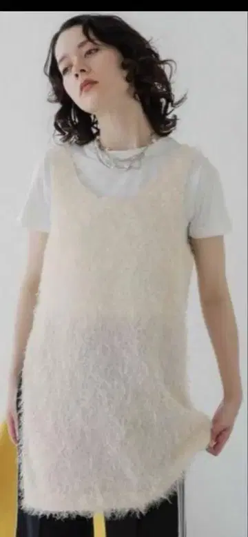 JEANASIS 컬얀 롱 슬릿 니트 프린지 원피스