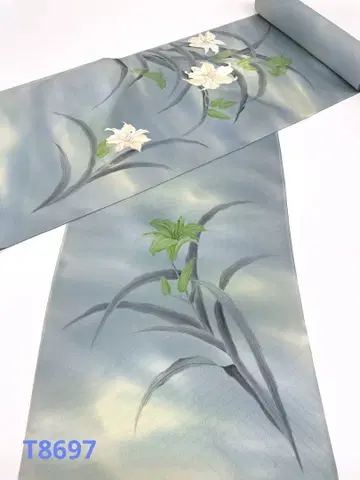 츠케사게 손 그림 문양 디자인 블렌딩 염색 백합 순수 실크 옷감
