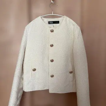 ZARA 트위드 자켓 화이트 M