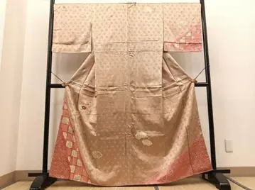 호몬기 시보리 자수 지채화문 금은채 순수 실크 일품 미사용