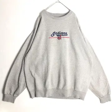 3337 MLB 인디언스 맨투맨 자수 빅 로고 그레이