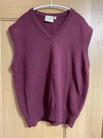 90s 스코틀랜드제 L.L.Bean V넥 베스트 L 램스울