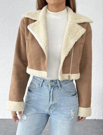 테디베어 안감 부착 지퍼 카키 오토바이 자켓