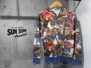 SUN SURF 동양 엔터프라이즈 하와이안 사진 올 패턴 지퍼 후드티
