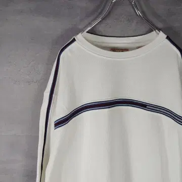 긴팔 티셔츠 롱티 두꺼운 원단 보더 화이트 구제 의류 L