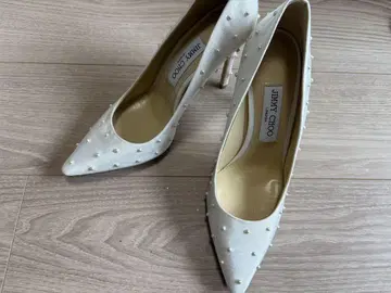 지미추 펄 펌프스 신발 화이트 38 [ 중고 ]