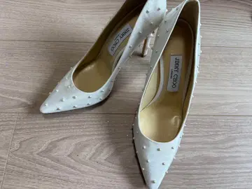 지미추 펄 펌프스 신발 화이트 38 [ 중고 ]