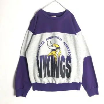 3354 90s NFL 바이킹스 빅 로고 맨투맨 그레이 보라색