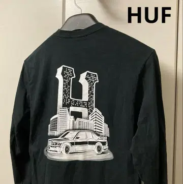 HUF 하프 MFG 2002 메르세데스 프린트 긴팔 티셔츠 남성용 M