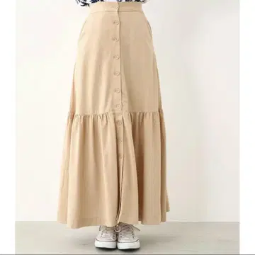 RODEOCROWNS 롱 플레어 플리츠 스커트 베이지
