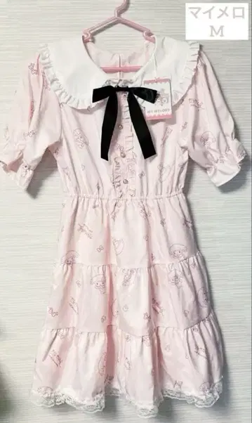 새상품 마이멜로디 리본 포함 원피스 여성용 M 연핑크 올 패턴