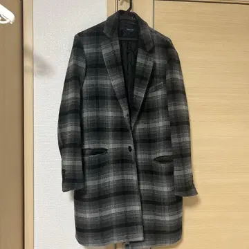 그레이 계열 체크 체스터 코트 롱 기장