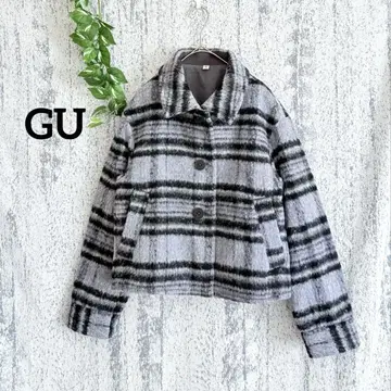 새상품급 [ GU ] 체크 무늬 여성용 피코트 그레이 (S)
