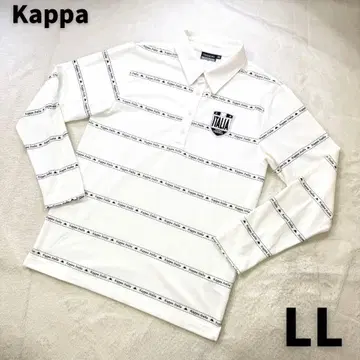 Kappa 와펜 자수 로고 보더 무늬 스트레치 골프 긴팔 피케 셔츠 LL
