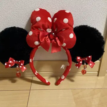 미니 마우스풍 머리띠 빨간색 블랙 화이트 도트