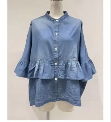 그레디 브릴리언트 시어 데님 프릴 셔츠