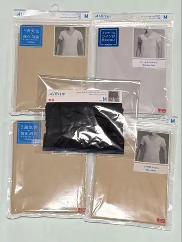 미사용 새상품 유니클로 심리스 V넥T (반팔) 에어리즘 라이트 그레이 외