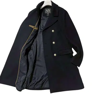 고품질 ARMANI EXCHANGE 더블 체스터 코트 은색 버튼